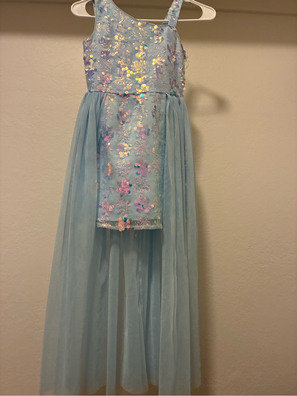 Rare Editions Light Blue Sequin Tulle Dress girls